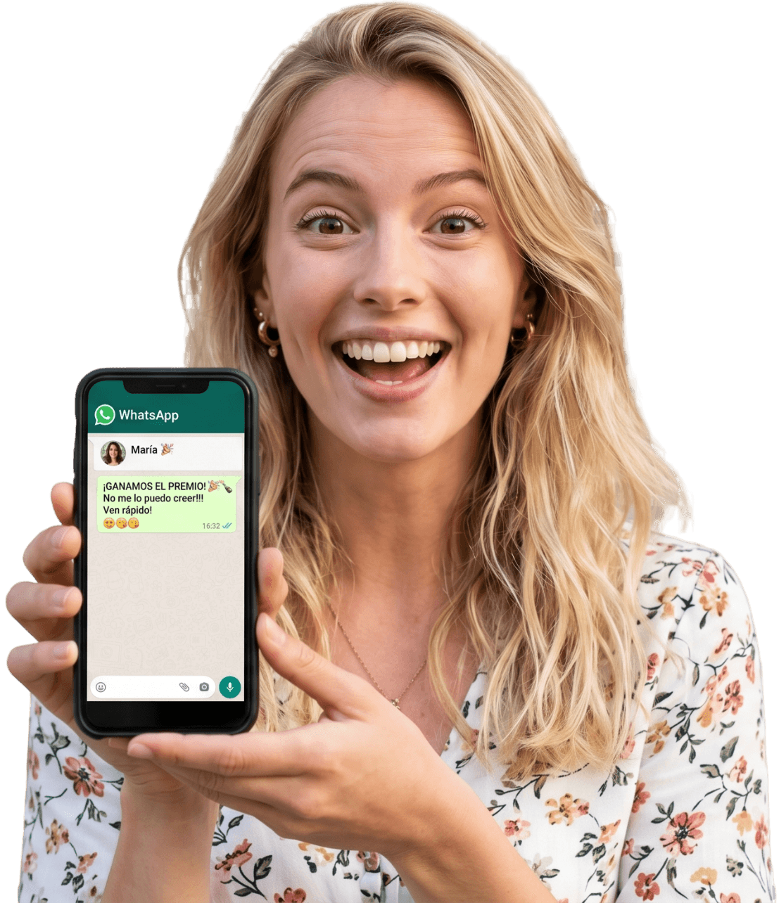 Mujer usando la plataforma WtLink en su celular